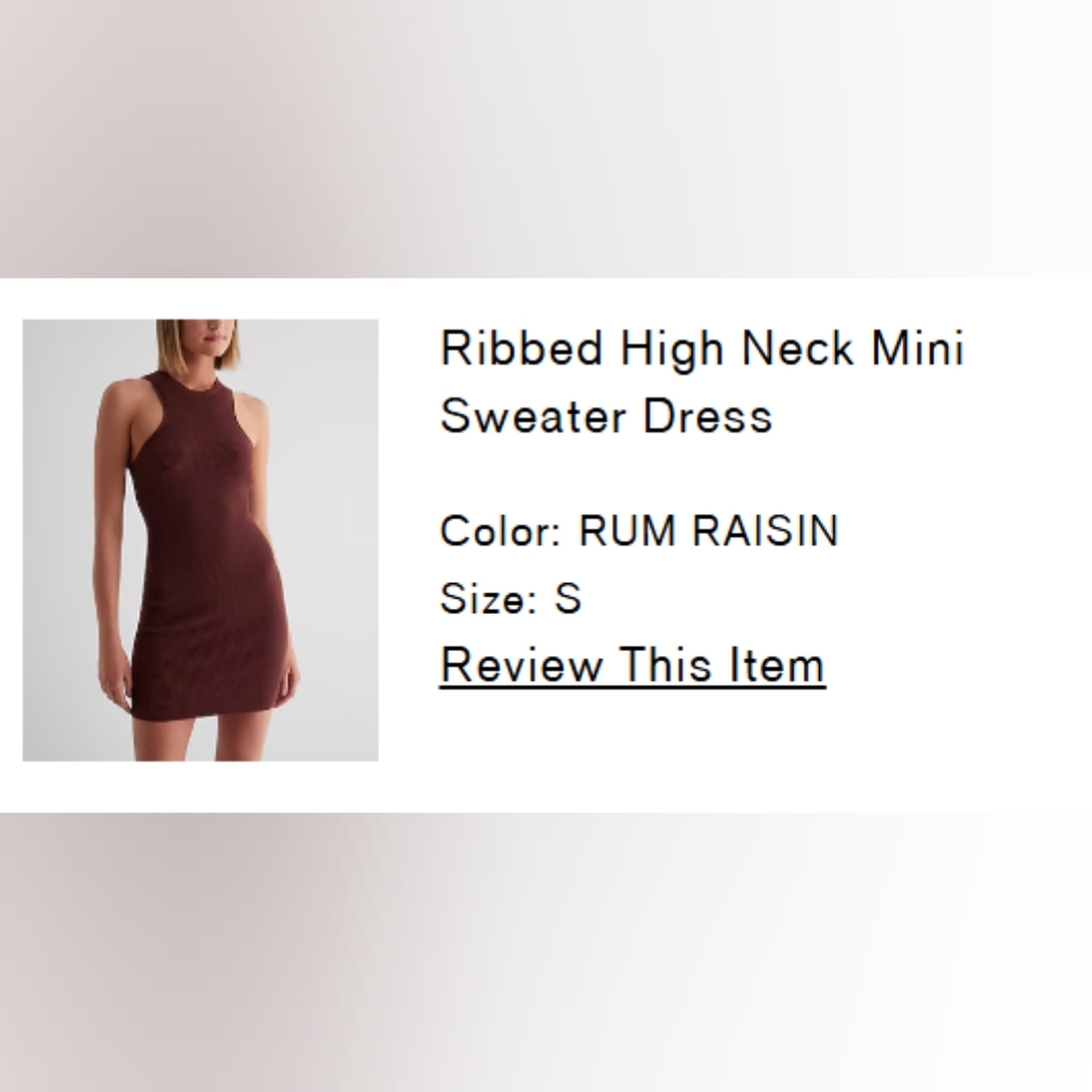 Express Ribbed Mini Sweater Dress in Rum Raisin - Small - Picture 5 of 5